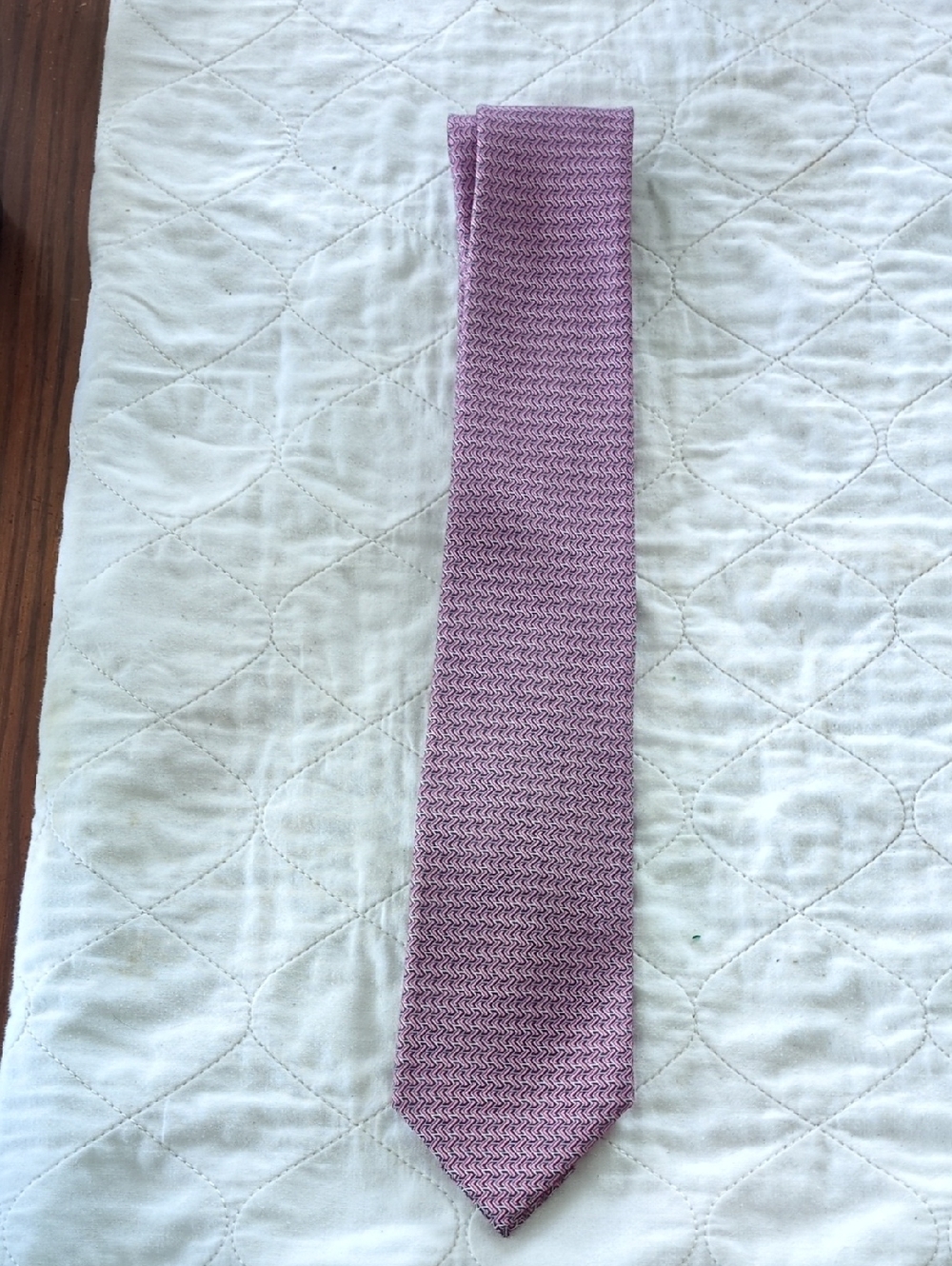 Hermes Lavender Knit Tie with Subtle Chevron Texture